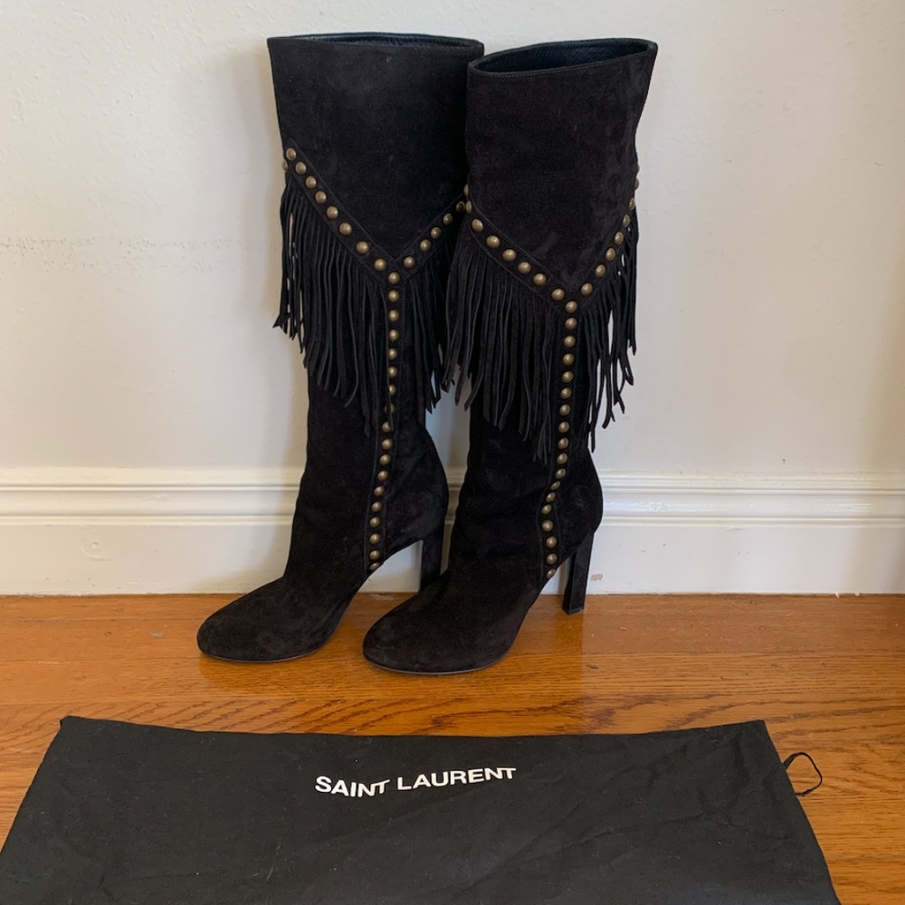 Saint Laurent Black Suede Boots